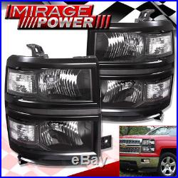 2014-15 Chevy Silverado 1500 Front Head Lights Lamps Replacement Assembly Black