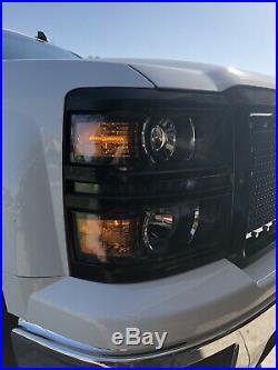 2014-2015 Chevy Silverado 1500 Black Housing Clear Projector Led DRL Headlights