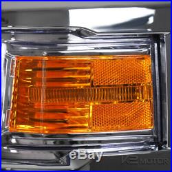 2014-2015 Chevy Silverado 1500 Chrome Headlights Amber Signal Left+Right