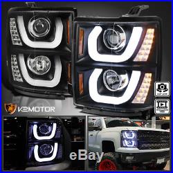 2014-2015 Chevy Silverado 1500 Dual Halo+LED Signal Projector Headlights Black
