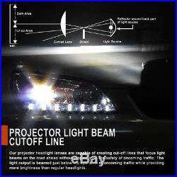 2014-2015 Chevy Silverado 1500 Dual Halo+LED Signal Projector Headlights Black