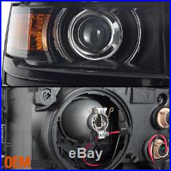 2014-2015 Chevy Silverado 1500 Pickup Black Projector Headlights Lamp Left+Right