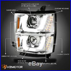 2014-2015 Chevy Silverado 1500 Pickup Dual Halo LED Signal Projector Headlights