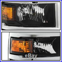 2014-2015 Chevy Silverado 1500 Pickup withChrome Trim Headlights Headlamps Pair