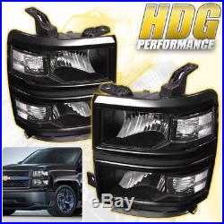 2014-2015 Chevy Silverado 1500 Replacement Head Lights Lamps Assembly Pair Black