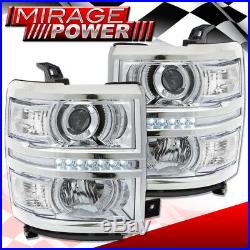 2014-2015 Silverado Front Driving Projector Chrome Clear Turn Sigal Headlamp Led