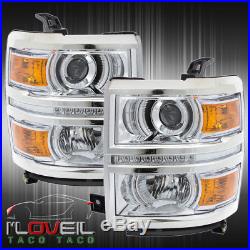 2014-2015 Silverado Projector Led Day Time Running Head Lamp Chrome Amber Corner