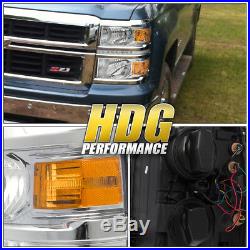 2014-2016 Chevy Silverado 1500 Replacement Headlight Lamps Chrome Lens Led DRL