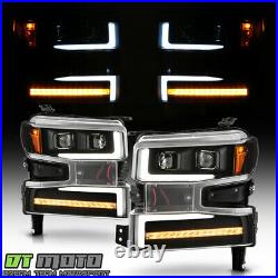 2019-2020 Chevy Silverado 1500 Black LED DRL Tube Sequential Signal Headlights