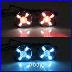 2PCS Front Car LED Projector Lens Round Spot Fog Light with Turn Signal Lamp Mode