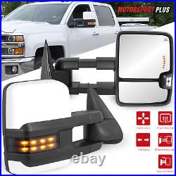 2PCS White Painted Tow Mirrors Turn Signals For 03-07 Chevy Silverado GMC Sierra