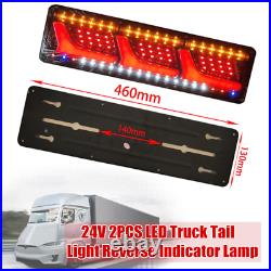2PC 24V LED Truck Tail Light Trailer Brake Running Turn Signal Reverse Indicator