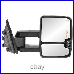 2X White Painted Power Tow Mirrors Turn Signal For 14-19 Silverado Sierra 1500