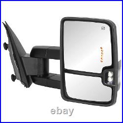 2X White Painted Power Tow Mirrors Turn Signal For 14-19 Silverado Sierra 1500