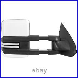 2X White Painted Power Tow Mirrors Turn Signal For 14-19 Silverado Sierra 1500