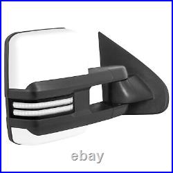 2X White Painted Power Tow Mirrors Turn Signal For 14-19 Silverado Sierra 1500