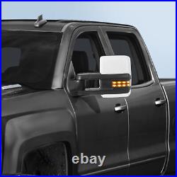 2X White Painted Tow Mirrors withTurn Signals For 03-07 Chevy Silverado GMC Sierra