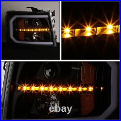 2pcs Led Drl+sequential Turn Signal Projector Headlight For 2007-2014 Silverado