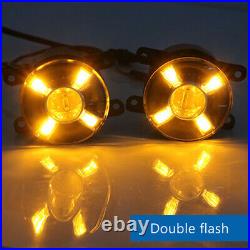 2xFront Car LED Projector Round Spot Fog Lamps Light Turn Signal High Clear Lens