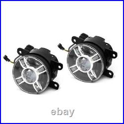 2xFront Car LED Projector Round Spot Fog Lamps Light Turn Signal High Clear Lens