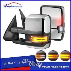 2x Chrome Power Heated Turn Signal Tow Mirrors For Chevy Silverado Suburban GMC