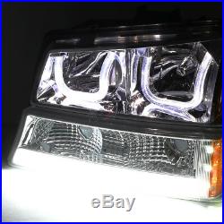 2x OE Fit Smoked Amber Headlight withLED DRL+Turn Signal for 03-06 Chevy Avalanche