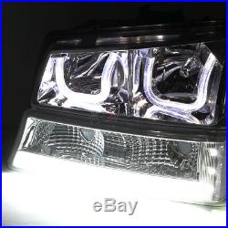 2x OE Fit Smoked Clear Headlight withLED DRL+Turn Signal for 03-06 Chevy Avalanche