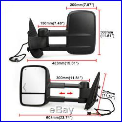 2x Power Heated LED Signals Tow Mirrors for Chevy Silverado 1500 2500 3500 07-13