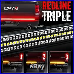 48 TRIPLE LED Tailgate Bar Sequential Turn Signal Amber Pickup Rear Brake Light