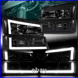 4pc Led Bar Smoke Headlights Fit 03-07 Chevy Silverado 1500 2500 3500 Avalanche