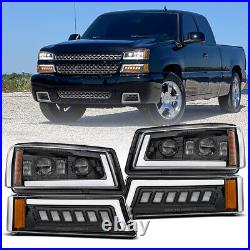 4pcs LED Headlights Assembly DRL Turn Signal Lamps For 2003-2006 Chevy Silverado