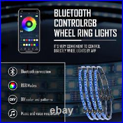 4x For Silverado 1500 2500 3500 15.5'' LED RGB Wheel Ring Neon Lights Bluetooth