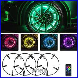 4x For Silverado 1500 2500 3500 15.5'' LED RGB Wheel Ring Neon Lights Bluetooth