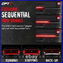 60 Redline Triple LED Tailgate Light Bar Sequential Turn Signal Brake Red