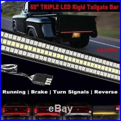 60 TRIPLE LED Rear Tailgate Running Turn Signals Reverse Brake Light Strip Bar