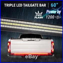 60 TRIPLE LED Tailgate Bar Sequential Turn Signal Flash Strobe Brake Light Rear
