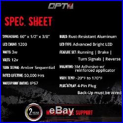 60 TRIPLE LED Tailgate Bar Sequential Turn Signal Pickup Reverse Brake Light
