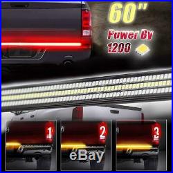 60 Triple LED Tailgate Bar Sequential Turn Signal Amber Rigid Brake Light Rear