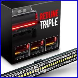 60inch TRIPLE LED Tailgate Light Bar Sequential Turn Signal RED Brake Rear Light