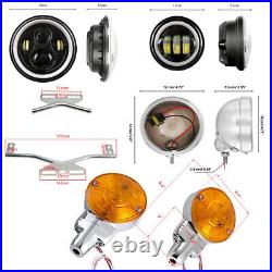 7 LED Headlight & 4.5 Passing Light Bar For Yamaha Road XV1600 Star Silverado