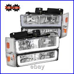 88-93 Chevy Silverado Truck Headlights + Turn Signal+4 Corners Chrome LED U DRL