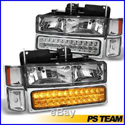 8PC LED Bumper with94-99 Chevy C10 CK Tahoe Suburban Silverado+Headlights+Signal