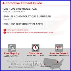 92-93 Chevy Blazer 88-93 C/k Pickup Black Crystal Headlight+Bumper Parking Lamps