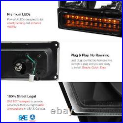 94-00 Chevy C10 C/K 8PC Complete Black Headlight Corner Lamp LED Bumper Signal