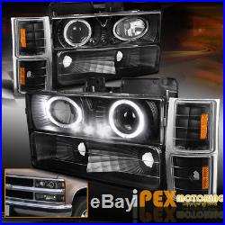 94-98 Chevy Silverado 8PCs Dual Halo LED Projector Headlight With Signal Lights