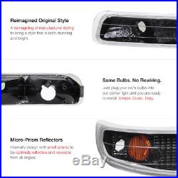 99-02 CHEVY SILVERADO 1500 Halo LED Projector Black Headlight+Amber Parking Lamp