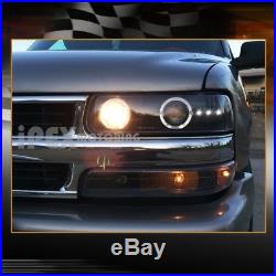 99-02 Chevy Silverado/00-06 Tahoe Halo Projector LED Head Light + Signals Black