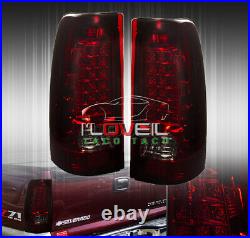 99-02 Chevy Silverado / Sierra Rear LED Brake Stop Tail Lights Lamps Smoked Red
