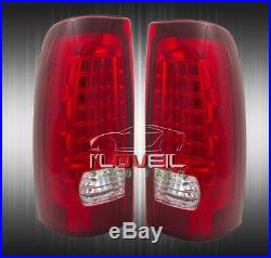 99-02 Chevy Silverado / Sierra Rear Led Brake Stop Tail Lights Lamps Red Lens