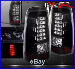 99-02 Gmc Sierra Black Clear Lens Led Rear Brake Tail Lights Turn Signal Lamps